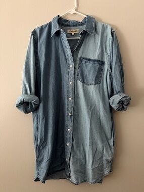 Madewell Two-Tone Denim Tunic Shirt Dress - Light & Medium Blue